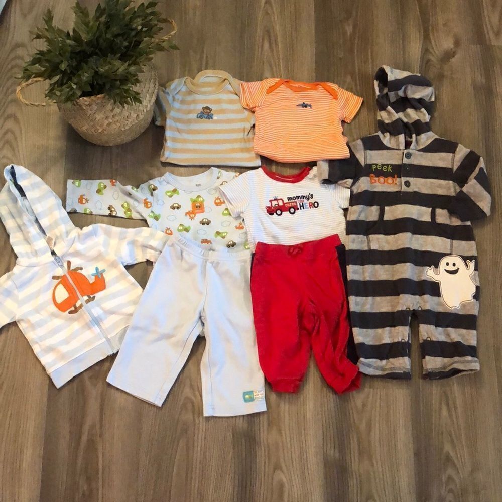 EIGHT PIECE BABY BOY BUNDLE SIZE 6 MONTHS